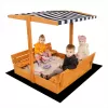 Baby Mix Dětské dřevěné uzavíratelné pískoviště s lavičkami a stříškou 120x120 cm modro-bílé