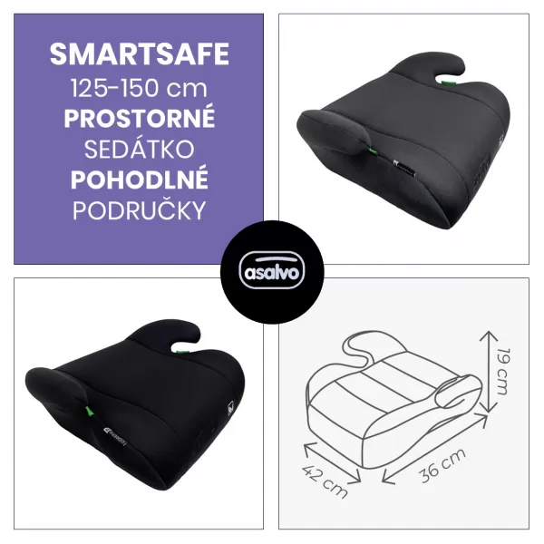 Asalvo SMARTSAFE podsedák 125-150 bez isofixu, grey