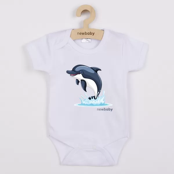 New Baby Dětské body s potiskem Dolphin- krátký rukáv