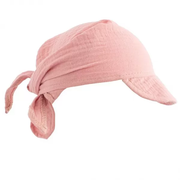 New Baby Dětský letní mušelínový šátek s kšiltem pink