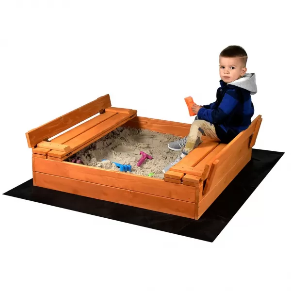 Baby Mix Dětské dřevěné pískoviště s poklopem a lavičkami 100x100 cm