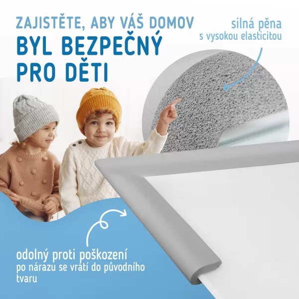 Sipo Ochranná páska pěnová pro ochranu hran a rohů skleněného nábytku, 1ks (2m), ŠEDÁ