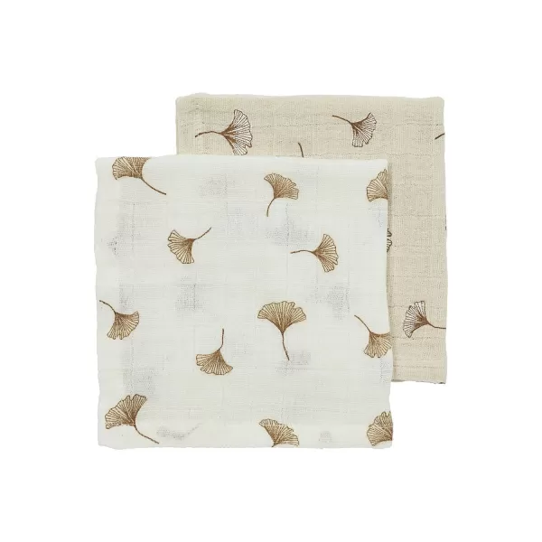 Meyco Mušelínové pleny Ginkgo 30x30 cm 2-balení - Off white/soft sand
