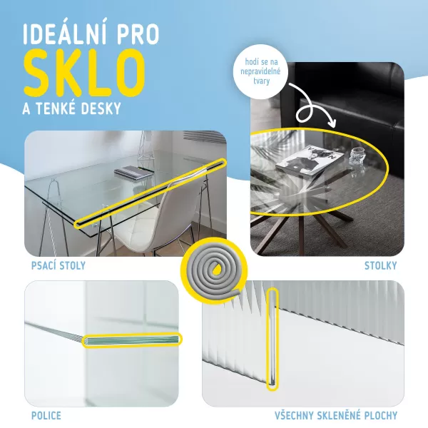 Sipo Ochranná páska pěnová pro ochranu hran a rohů skleněného nábytku, 1ks (2m), ŠEDÁ