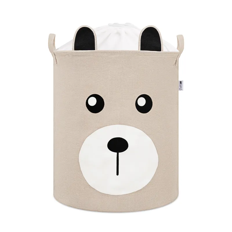 Sipo Koš na hračky se šňůrkou, skládací bavlněný / 43 l, Teddy Bear Beige