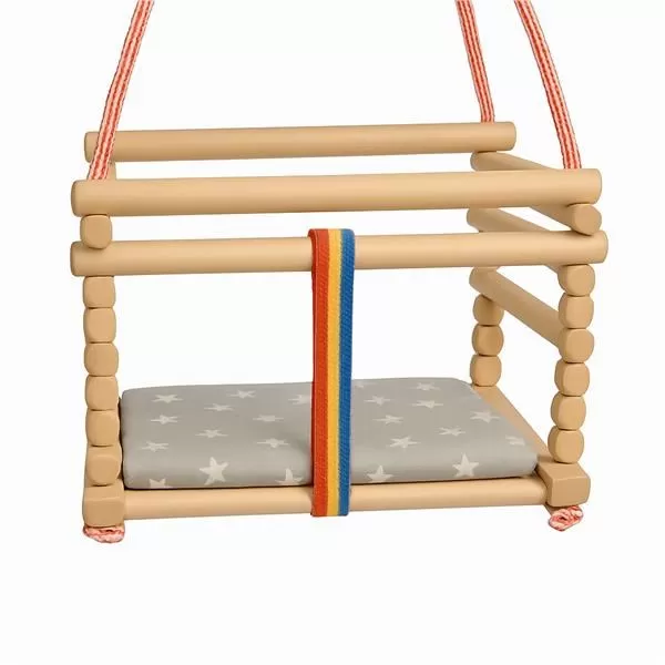 Baby Mix Dětská houpačka buková přírodní + polštářek