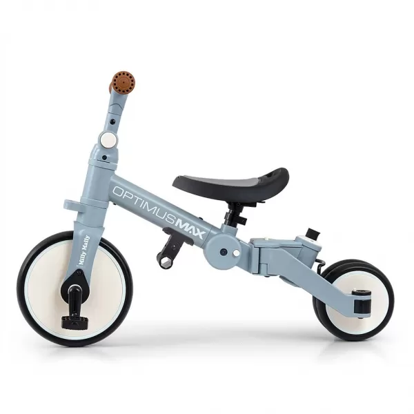 Milly Mally Dětská tříkolka 5v1 Optimus Max s vodící tyčí denim