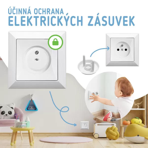 Sipo Ochranné kryty na elektrické zásuvky, set 12ks + 2x klíče, BÍLÁ