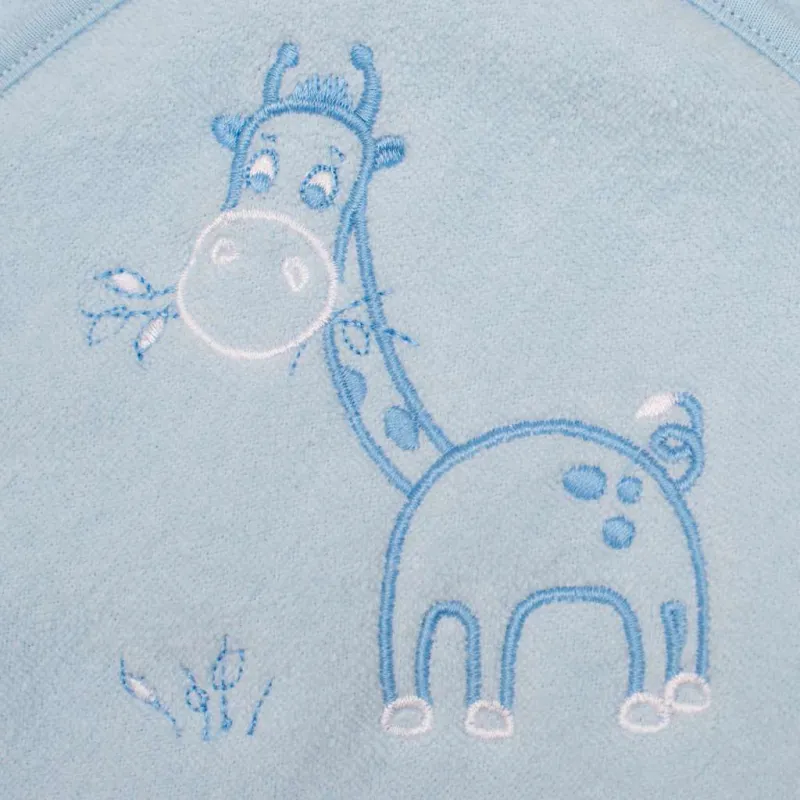 New Baby Dětská froté osuška s výšivkou a kapucí 80x80 modrá žirafka
