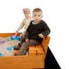 Baby Mix Dětské dřevěné uzavíratelné pískoviště s lavičkami a stříškou 120x120 cm modro-bílé