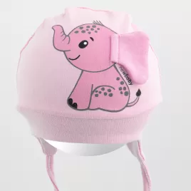 New Baby Bavlněná kojenecká čepička Happy Elephant pink
