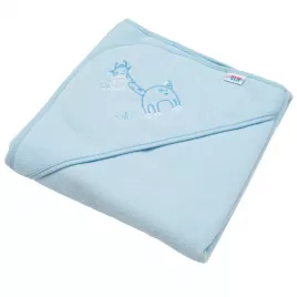 New Baby Dětská froté osuška s výšivkou a kapucí 80x80 modrá žirafka
