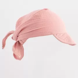 New Baby Dětský letní mušelínový šátek s kšiltem pink