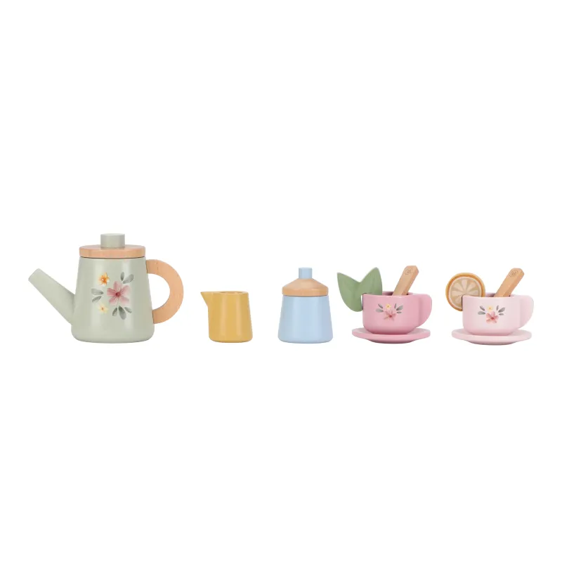 Little Dutch Čajový set dřevěný s květinovým potiskem