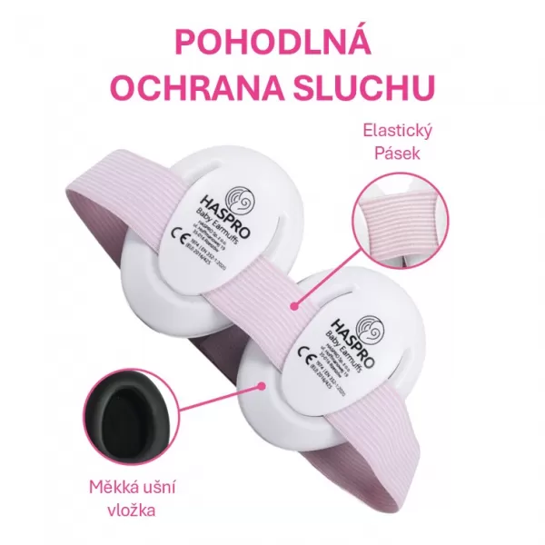 Haspro Hearing Protection BABY sluchátka na uši, 0m+, růžová