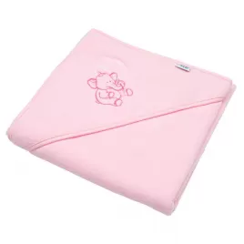 New Baby Dětská froté osuška s výšivkou a kapucí 80x80 růžová sloník