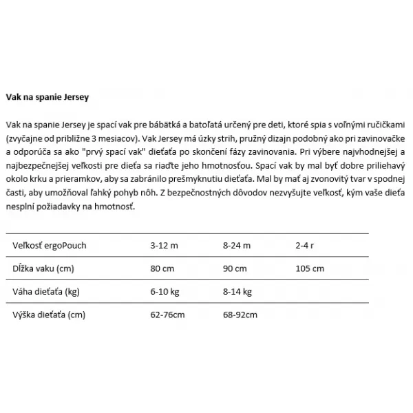 ERGOPOUCH Vak na spaní organická bavlna Jersey 8-24 m, 8-14 kg, 0,2 tog