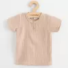 New Baby Kojenecká mušelínová souprava tričko a kalhoty beige