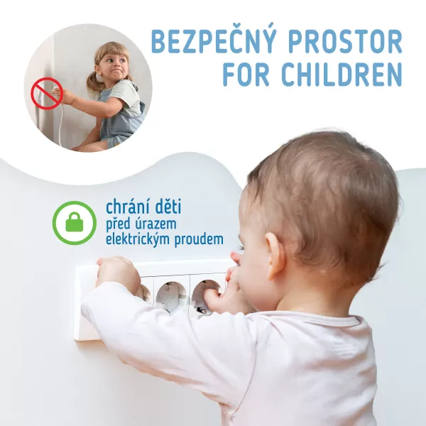 Sipo Ochranné kryty na elektrické zásuvky, set 12ks + 2x klíče, BÍLÁ