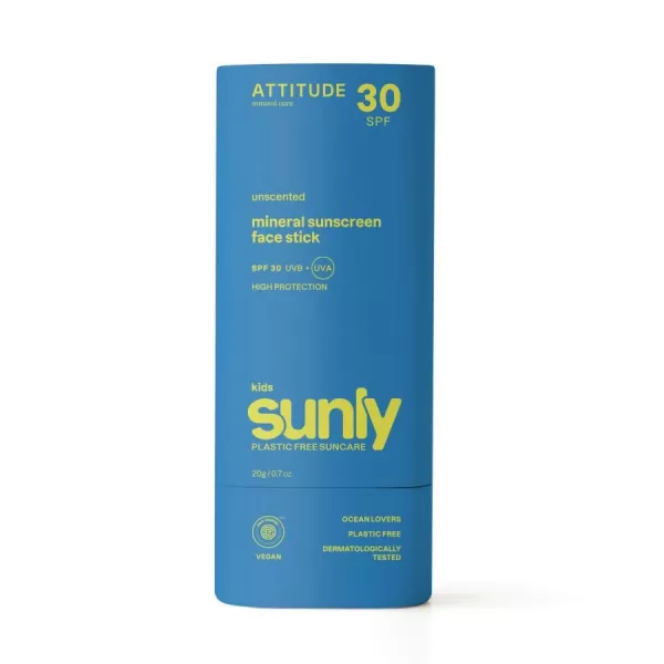 ATTITUDE Tyčinka dětská 100% minerální ochranná na obličej a rty Sunly SPF 30 bez vůně 20 g