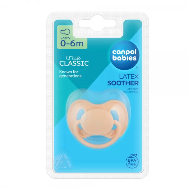 CANPOL BABIES Dudlík kaučukový s kulatou špičkou špičkou Nude 0-6m krémový