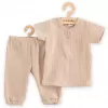 New Baby Kojenecká mušelínová souprava tričko a kalhoty beige