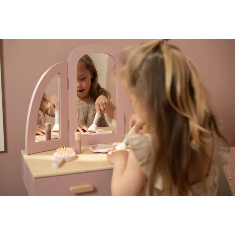 Little Dutch Toaletní stolek s židličkou dřevěný Pink