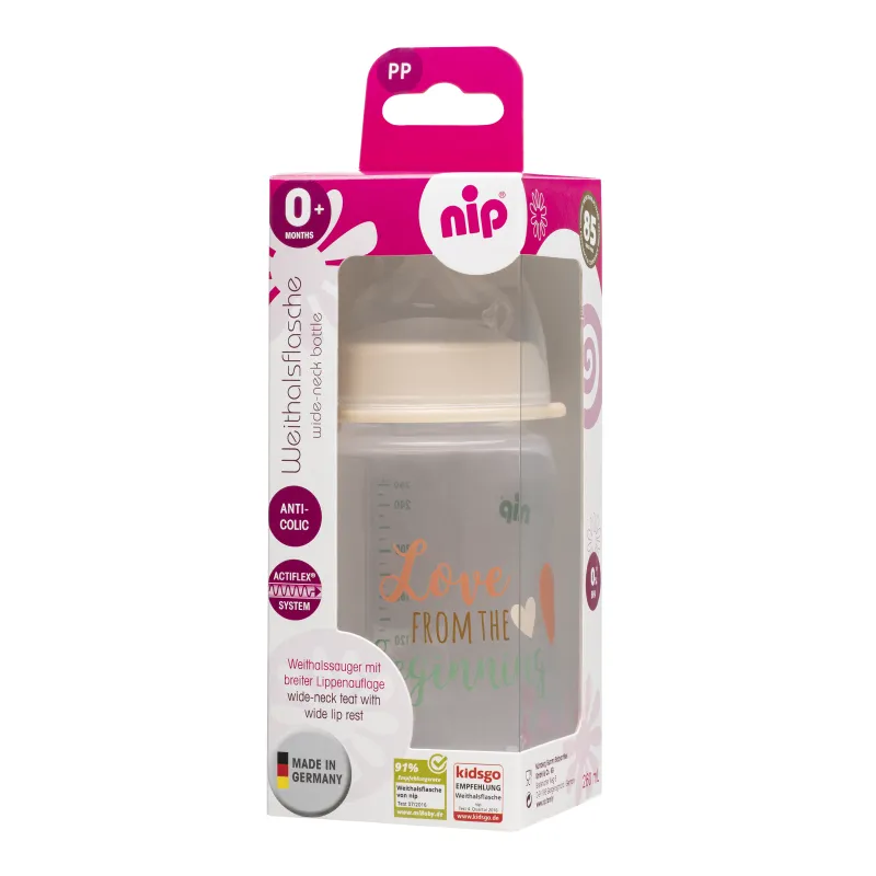 NIP Láhev kojenecká PP,široká,silikon-M,260ml,0m+,uni