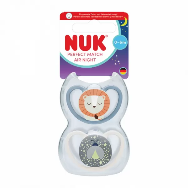 Nuk Dudlík Perfect Match Air Night FIREFLY/LION 0-6m 2ks box