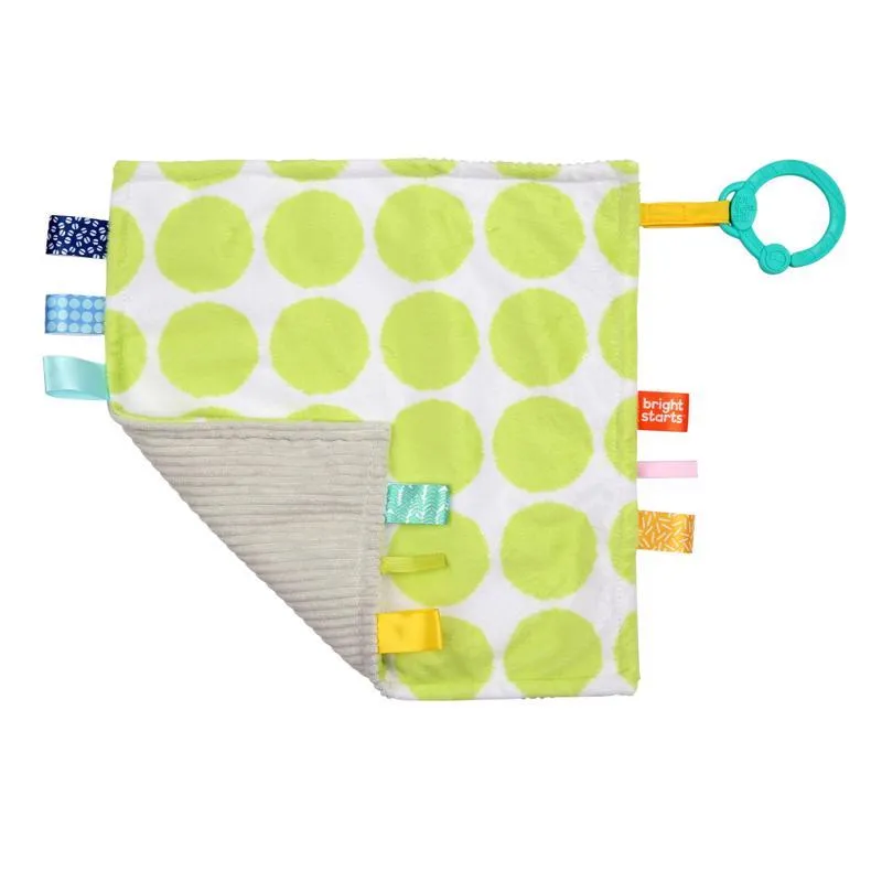BRIGHT STARTS Mazlící dečka na C kroužku Little Taggies zelené tečky 0 m+