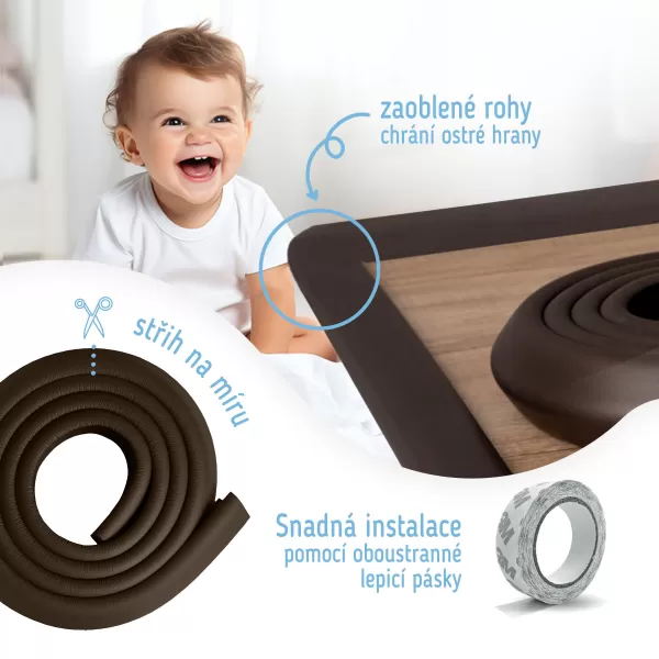 Sipo Ochranná páska pěnová pro ochranu hran a rohů nábytku, 2m, HNĚDÁ