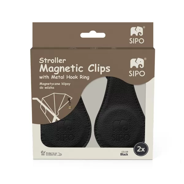 Sipo Magnetické klipy na kočárek, 2ks, černá