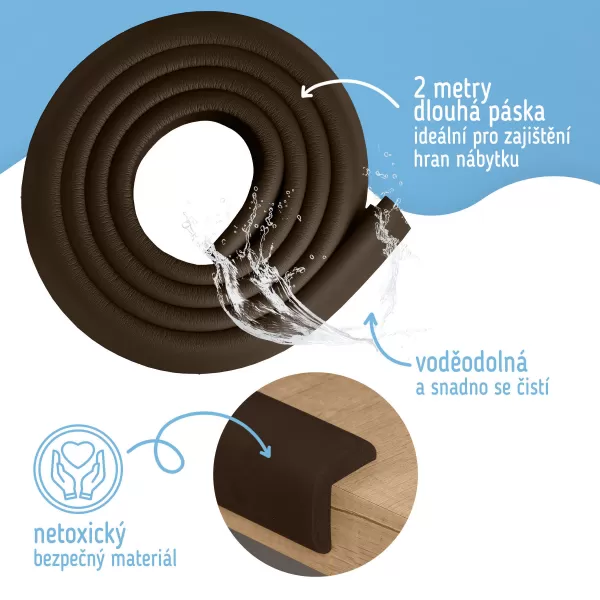 Sipo Ochranná páska pěnová pro ochranu hran a rohů nábytku, 2m, HNĚDÁ