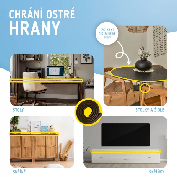 Sipo Ochranná páska pěnová pro ochranu hran a rohů nábytku, 2m, HNĚDÁ