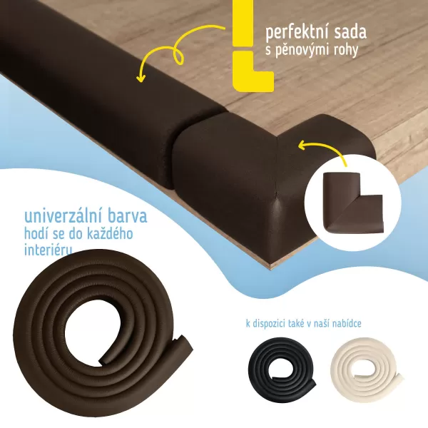 Sipo Ochranná páska pěnová pro ochranu hran a rohů nábytku, 2m, HNĚDÁ