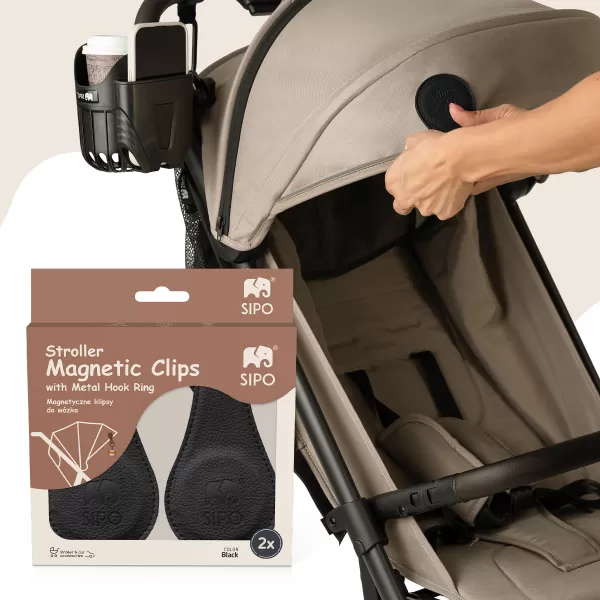 Sipo Magnetické klipy na kočárek, 2ks, černá