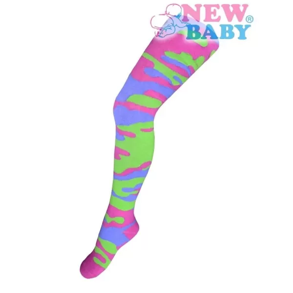 New Baby Bavlněné punčocháčky s maskáčovým vzorem zeleno-růžové