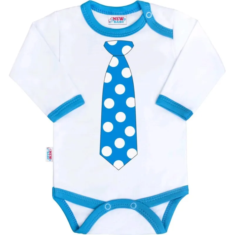 New Baby Body s potiskem s tyrkysovou kravatou