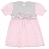 New Baby Kojenecké šatičky s krátkým rukávem Summer dress růžovo-šedé