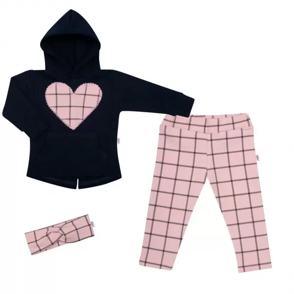 New Baby 3-dílná holčičí bavlněná souprava Cool Girls modro-růžová