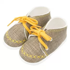 New Baby Kojenecké capáčky tenisky jeans mustard 0-3 m