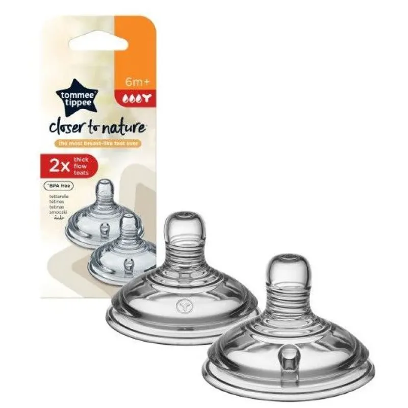 Tommee Tippee Náhradní savičky, hustá strava, 6+, 2ks